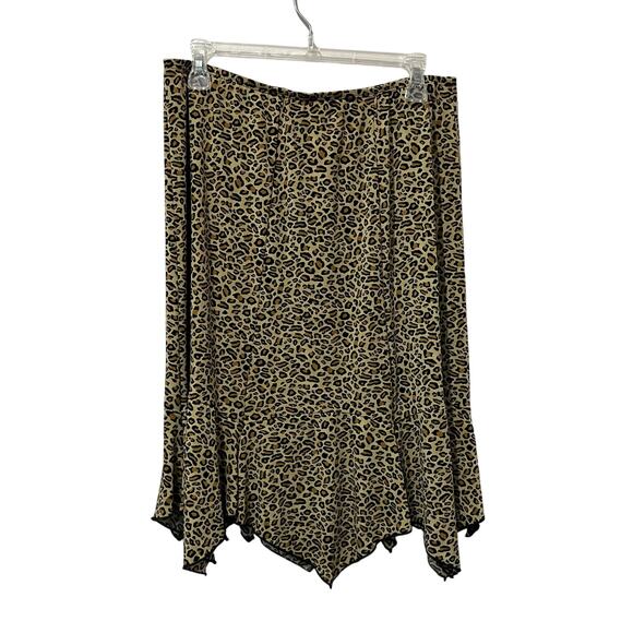 AGB Byer California Leopard Asymmetrical Skirt Size L Y2K Boho Handkerchief - Picture 3 of 9